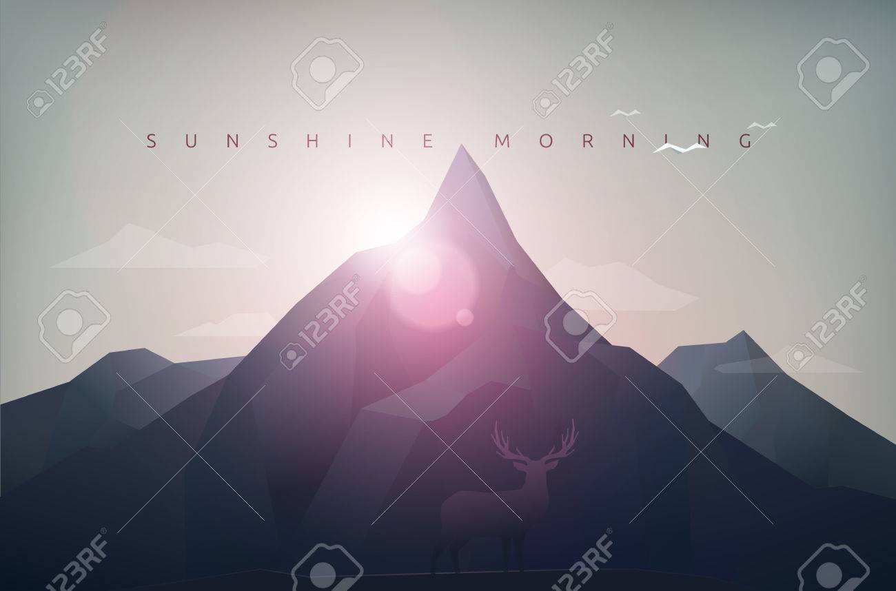 Mountain Polygon Landscape Sunshine Sunset Royalty Free Cliparts Vectors And Stock Illustration Image 53170838
