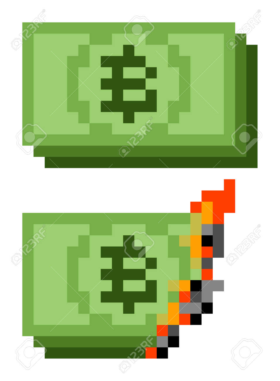 Set Of Normal And Burning Pixel 8 Bit Bitcoin Money - Vector, Isolated  Royalty Free SVG, Cliparts, Vectors, and Stock Illustration. Image  179781519.
