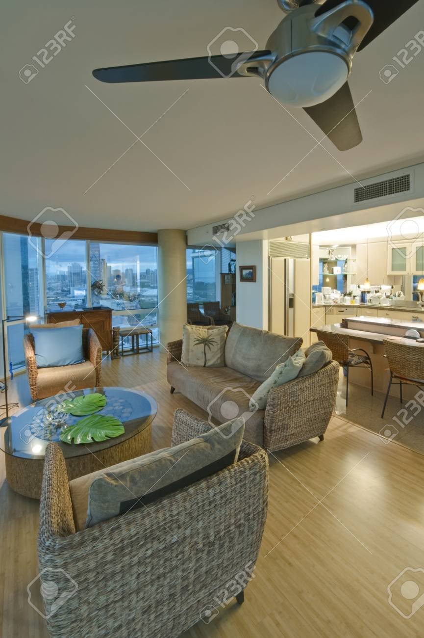 Upscale Living Room In High Rise Condo Stock Photo Picture And