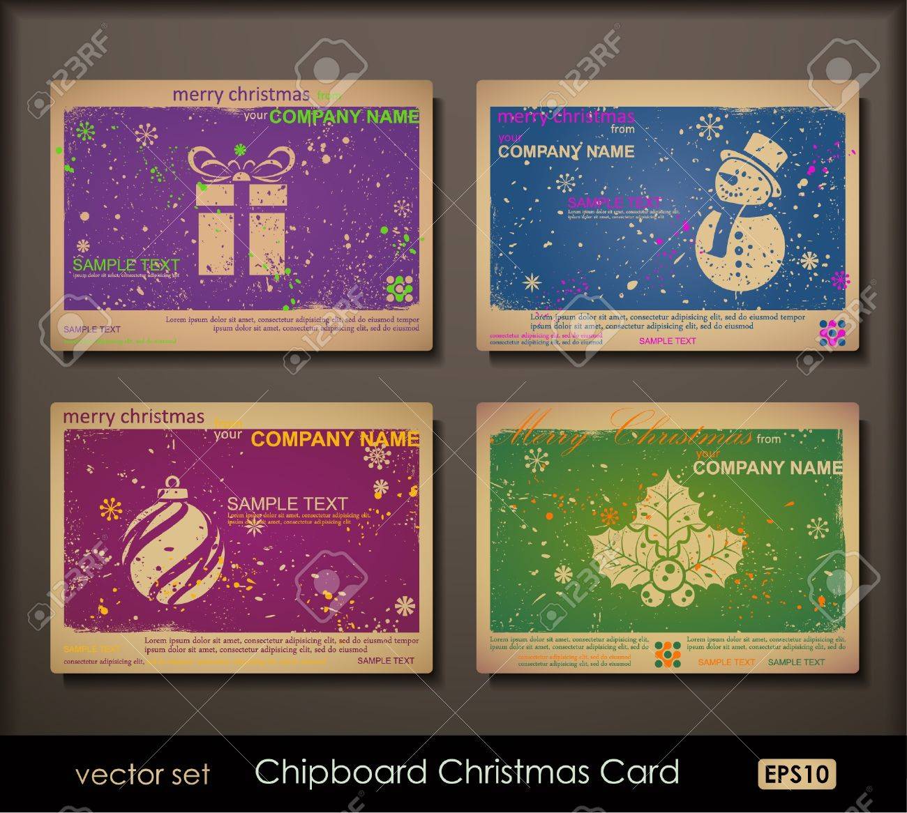 合板クリスマス カードのカラフルなコレクションです 2 つの色が流行 昔ながらの方法を印刷するためのカード テクスチャ空白の合板の用紙に印刷します A6 サイズ 105 148 Mm 4 1 5 8 で のイラスト素材 ベクタ Image