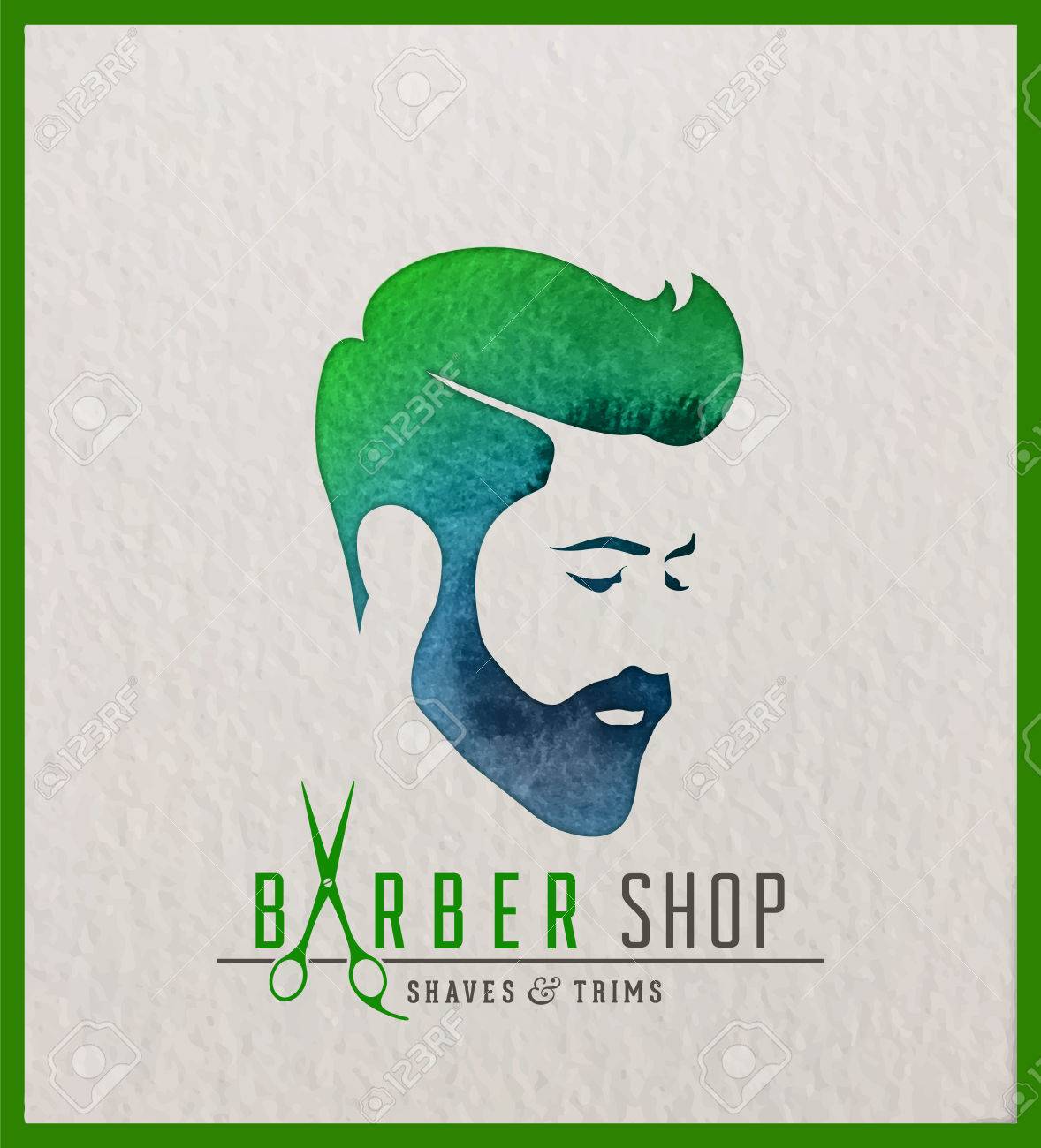 Logo Creatif Aquarelle De La Tete De L Homme Conception De Logo Pour Salon De Coiffure Et De Coiffeur Clip Art Libres De Droits Vecteurs Et Illustration Image 86671426