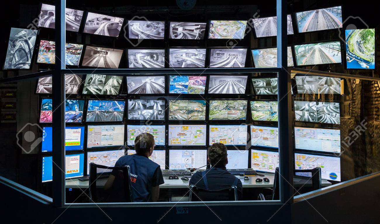 ST PETERSBURG, RUSSIA - AUGUST 8, 2014: Control room of the attraction Grand Russian layout. Is the largest layouts in Russia and the second largest in the world. Opened in 8 July, 2012 - 36547614 ST PETERSBURG, RUSSIA - AUGUST 8, 2014: Control room of the attraction Grand Russian layout. Is the largest layouts in Russia and the second largest in the world. Opened in 8 July, 2012 - 36547614