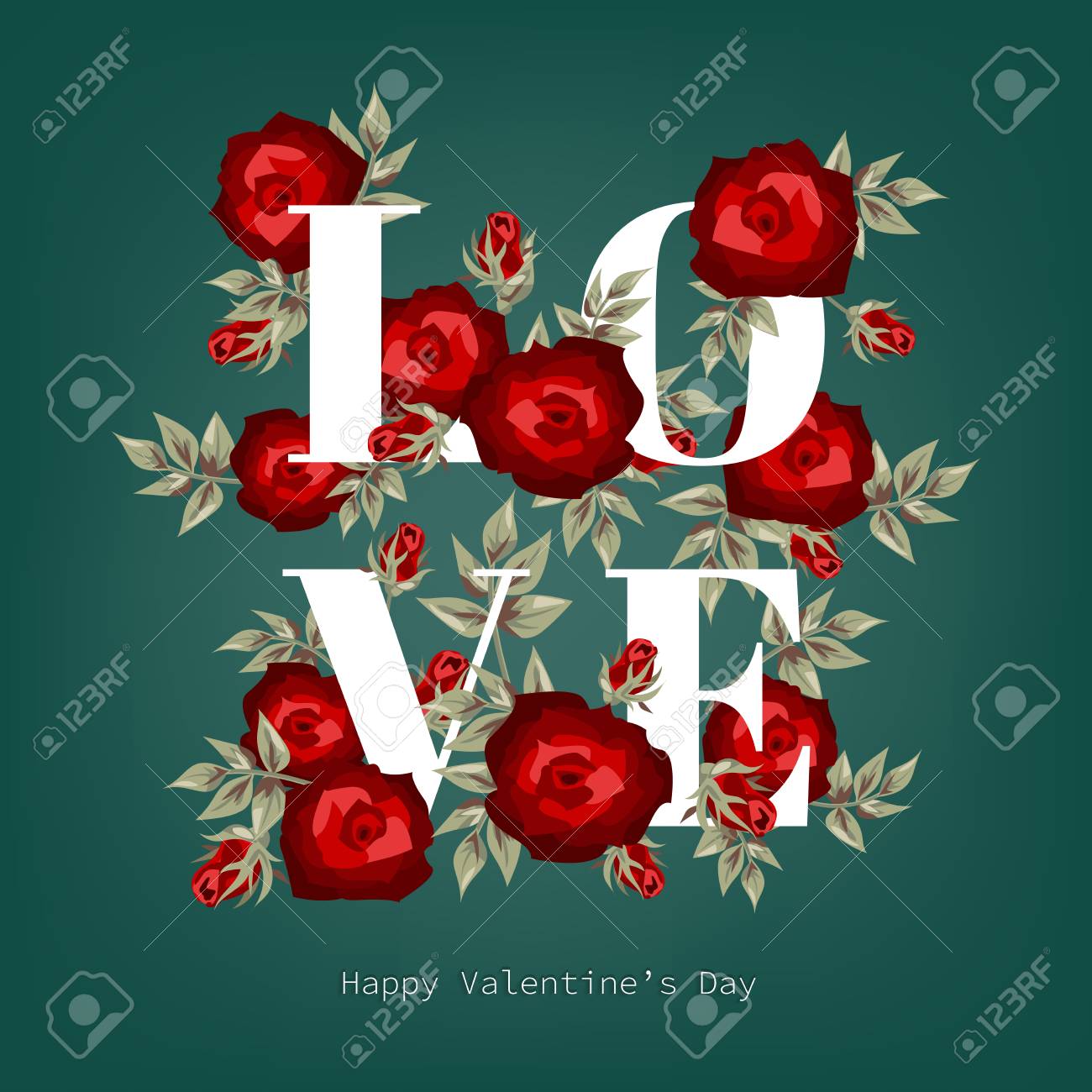 Valentine S Day Background With Red Rose Around Love Text And