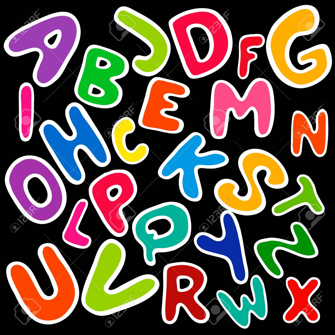 set of colorful letters labels alphabet fun colorful letters
