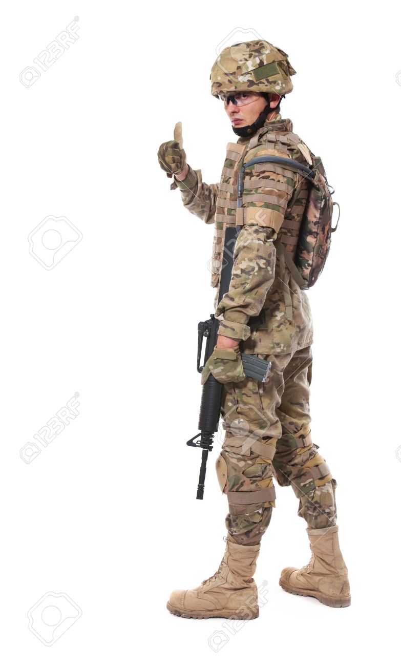 modern soldier with rifle