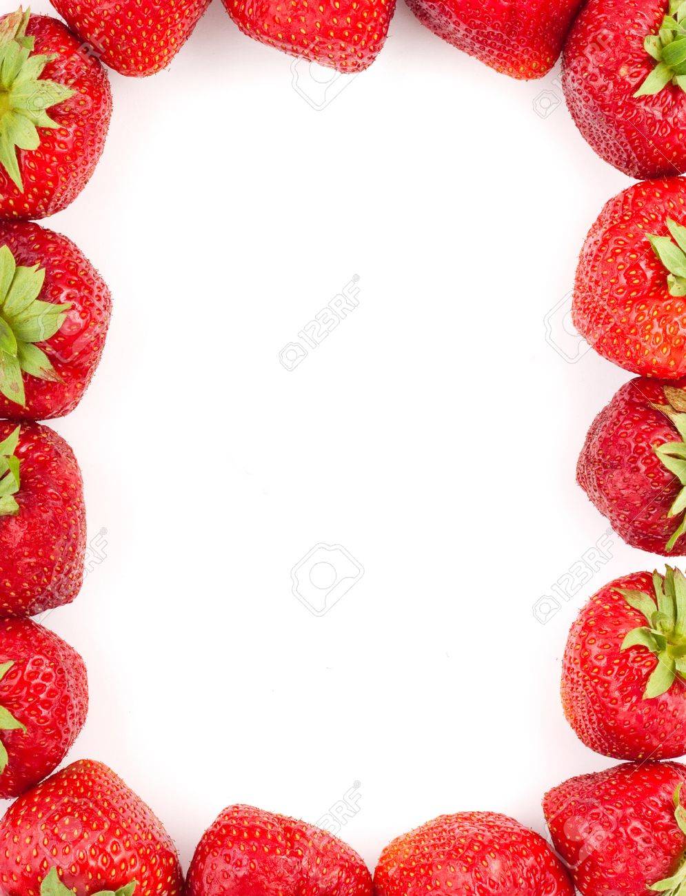明確な白い背景に 新鮮なイチゴ フレーム の写真素材 画像素材 Image