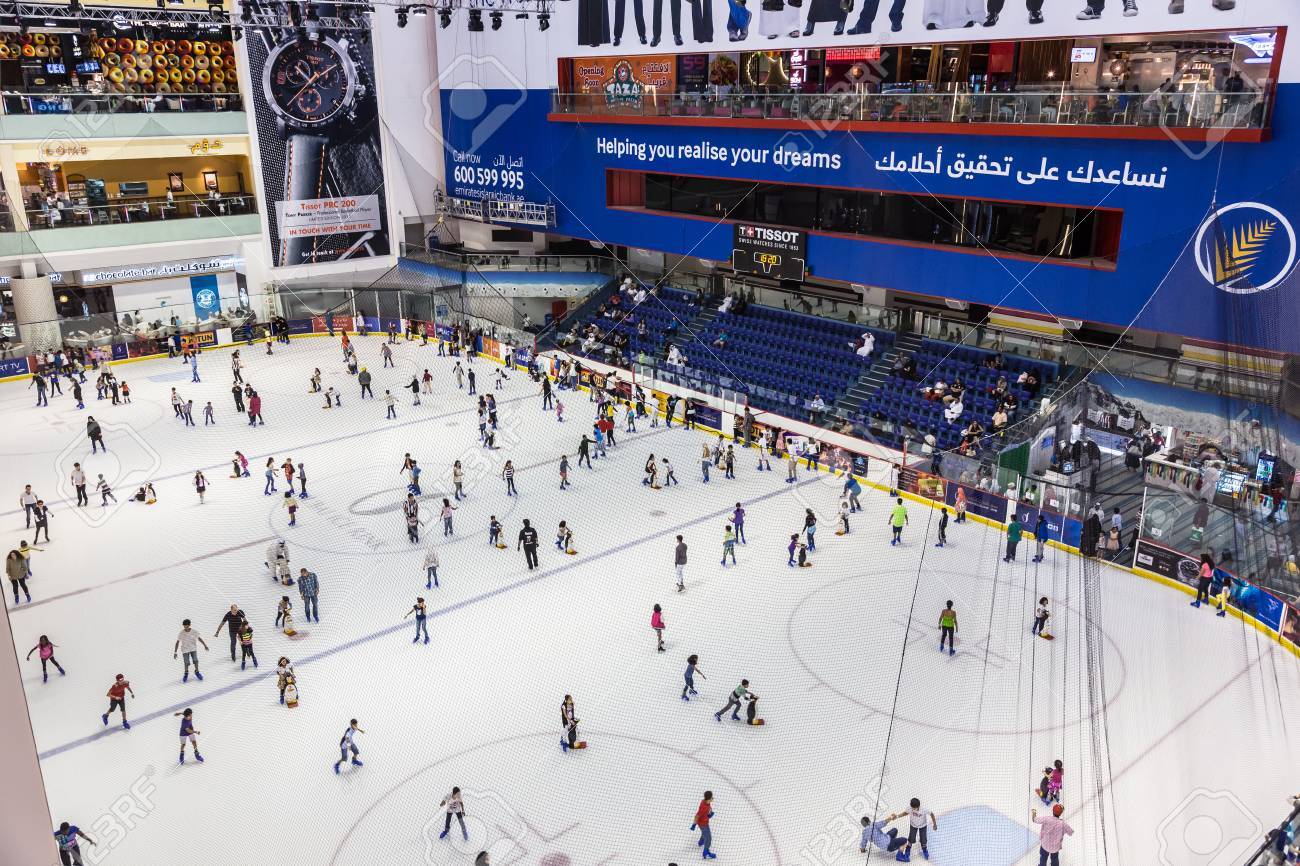 Dubai Uae Oct 7 The Ice Rink Of The Dubai Mall On Oct 7