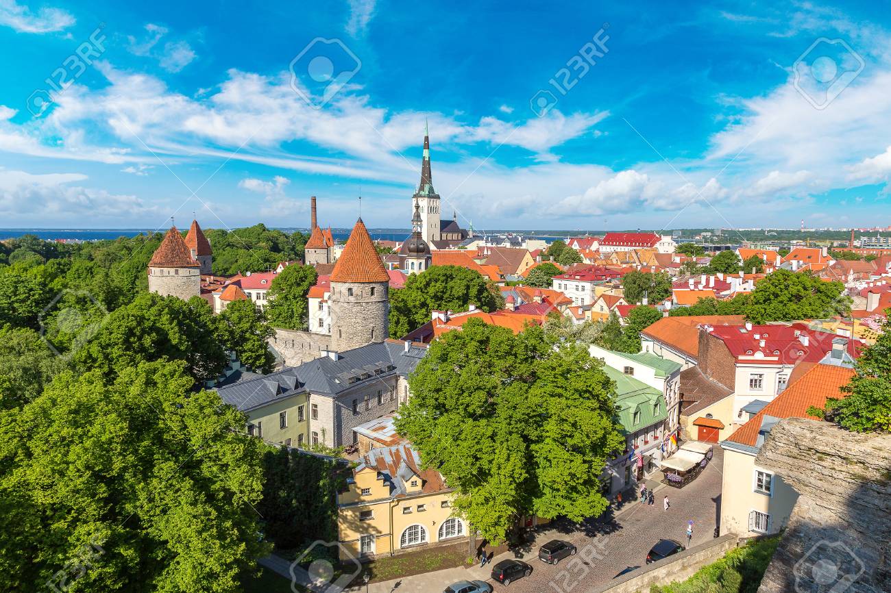 Aerial View Of Tallinn Old Town In A Beautiful Summer Day Estonia