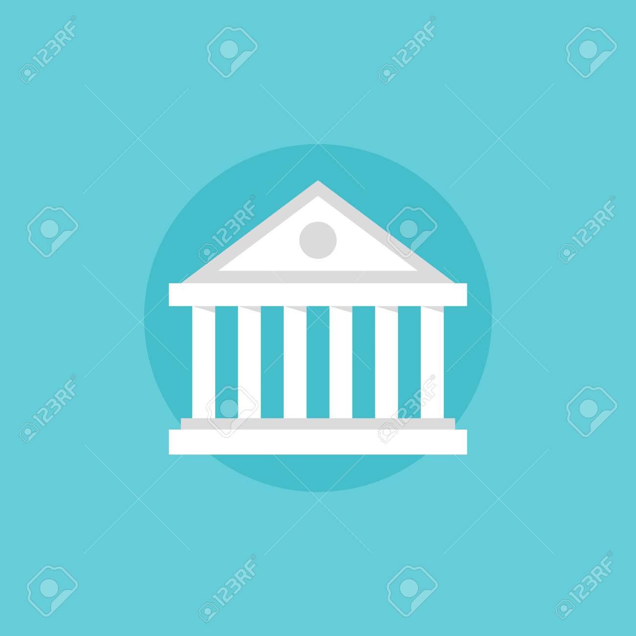 銀行の建物やクラシックなデザインでの金融機関 フラット アイコン