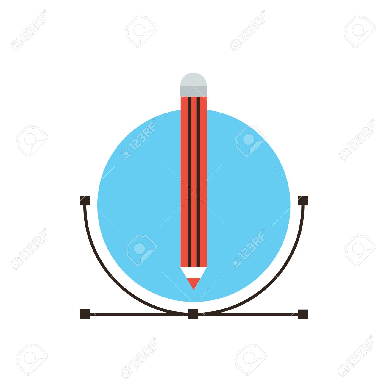 thin line icon with flat design element of graphic design drawing