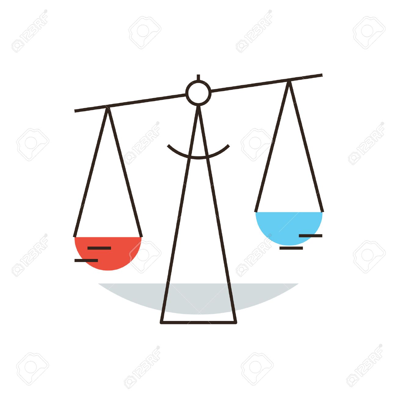 細い線アイコンのフラットなデザイン要素とバランスのスケール、独立している司法権と比較、法律事務、国家の法律、てんびん 座干支の重量を量る。モダンなスタイルのイラストのコンセプトです。のイラスト素材・ベクター Image 39947227