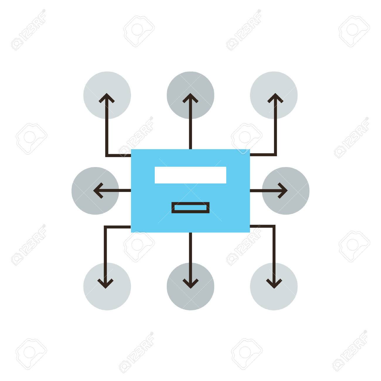 thin line icon with flat design element of business project