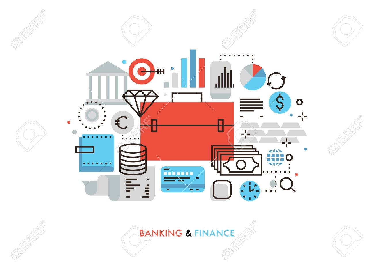 thin line flat design of investment portfolio and finance strategy