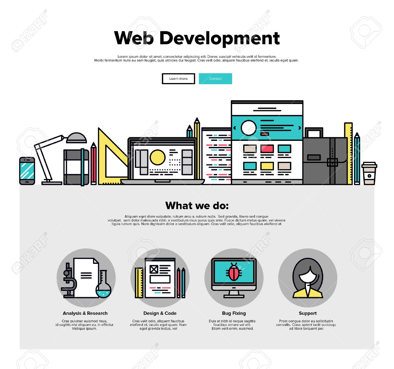 1 つのページ web デザイン テンプレート web studio サービスの細い線の