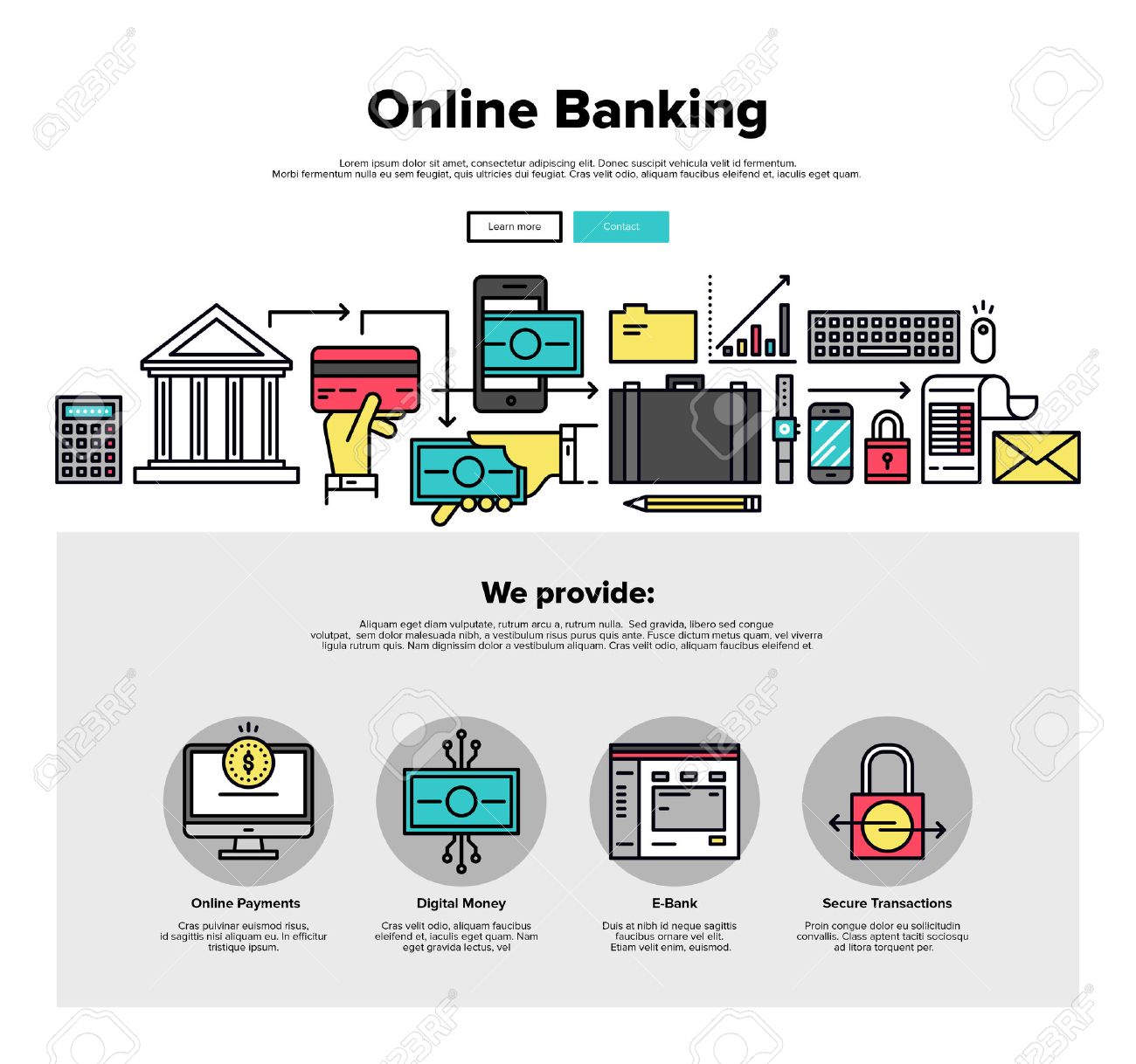 1 つのページ web デザイン テンプレートがオンライン銀行業