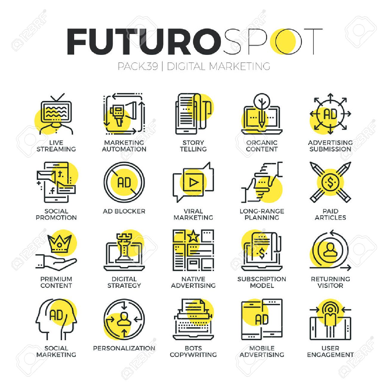Stroke line icons set of digital media, content marketing, live streaming. Modern flat linear pictogram concept. Premium quality outline symbol collection. Simple vector material design of web graphics. - 53143256 Stroke line icons set of digital media, content marketing, live streaming. Modern flat linear pictogram concept. Premium quality outline symbol collection. Simple vector material design of web graphics. - 53143256