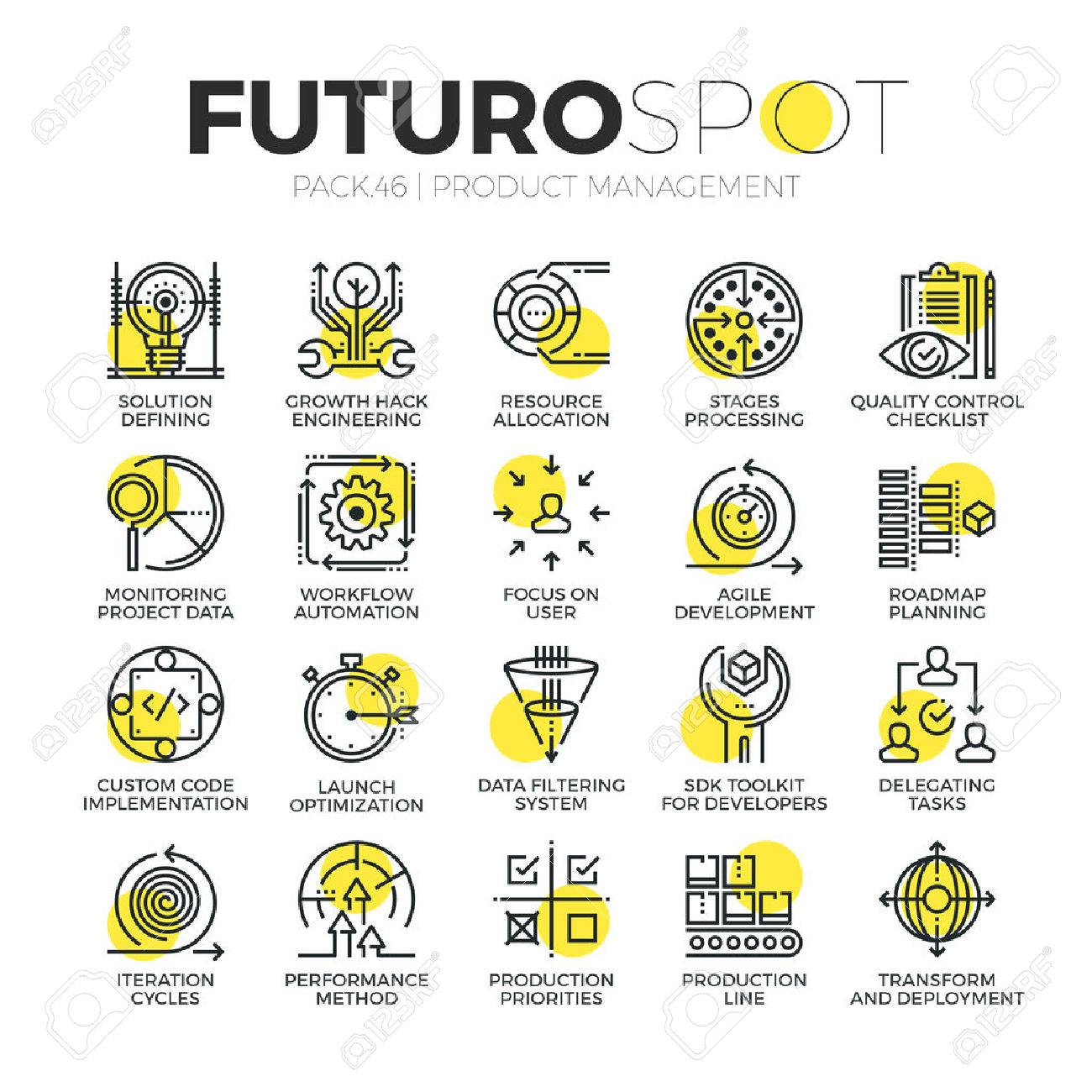 Stroke line icons set of agile product management, project workflow process. Modern flat linear pictogram concept. - 56776375 Stroke line icons set of agile product management, project workflow process. Modern flat linear pictogram concept. - 56776375