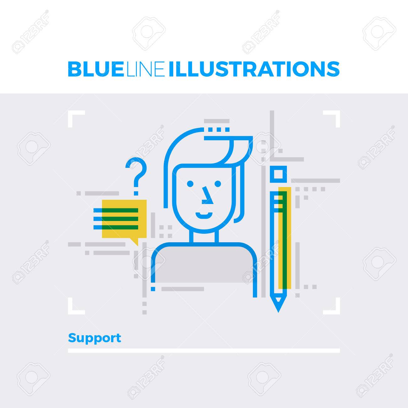 blue line illustration concept of support client service and how to answer customer service questions