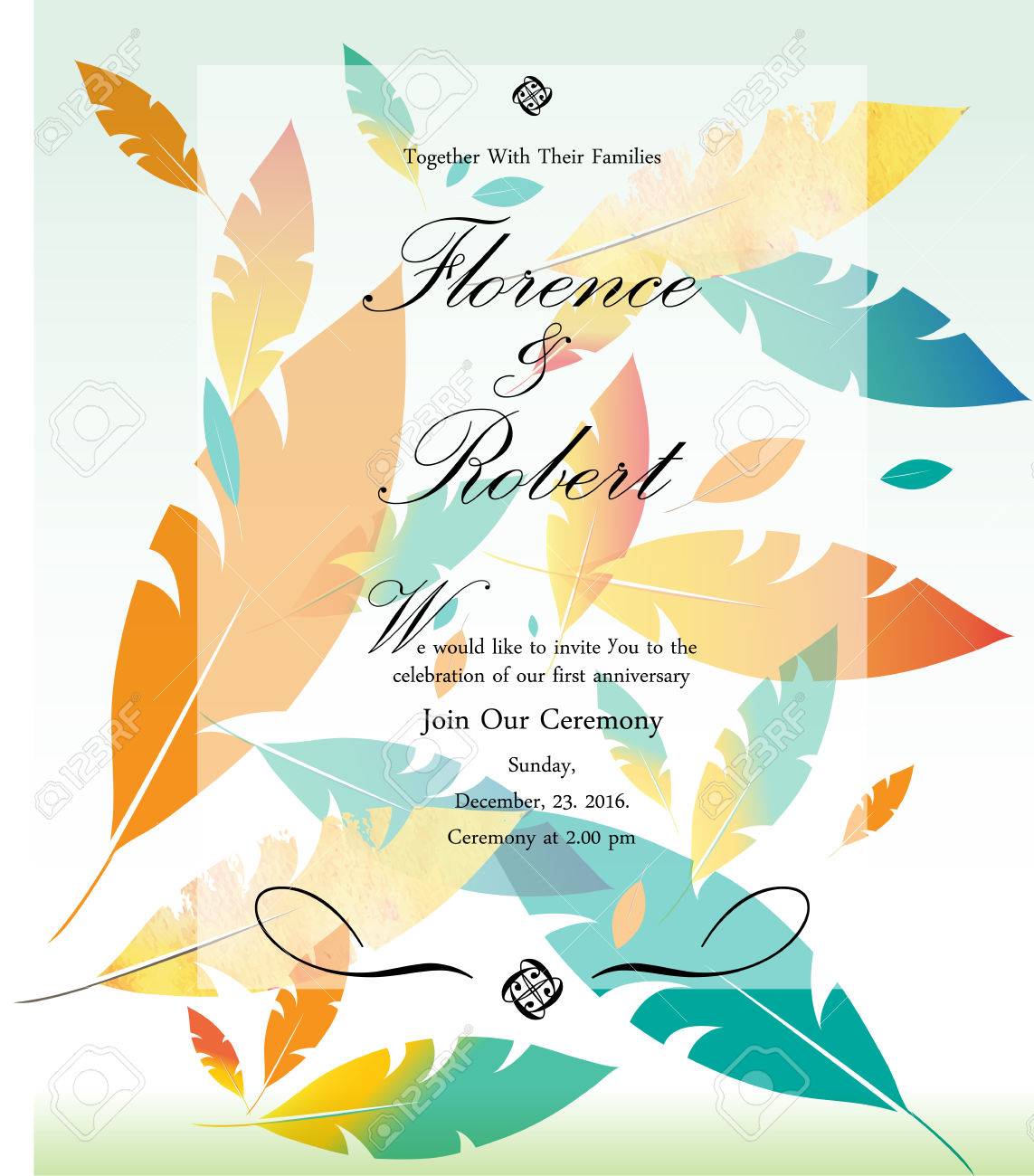 colorful wedding invitation vector illustration creative background