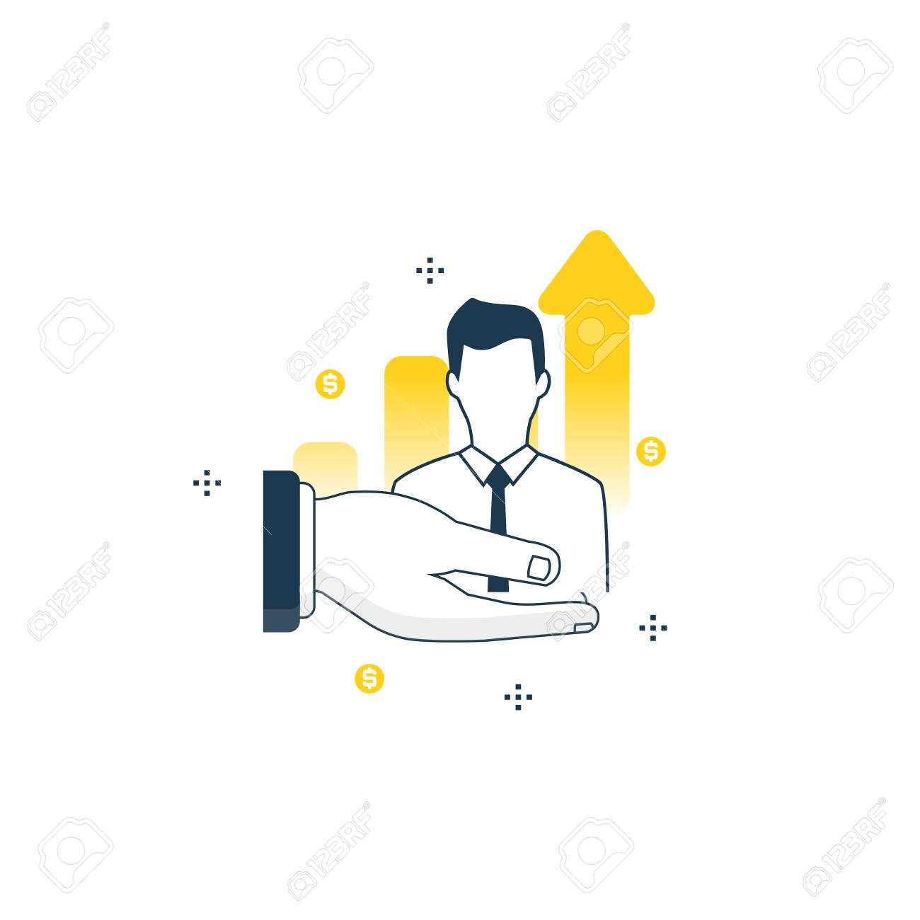 ビジネスマン ビジネス最適化平らな線はベクトル イラスト デザインです ビジネスと金融 業務支援 金融アドバイザーのコンセプトのコンサルティング の イラスト素材 ベクタ Image