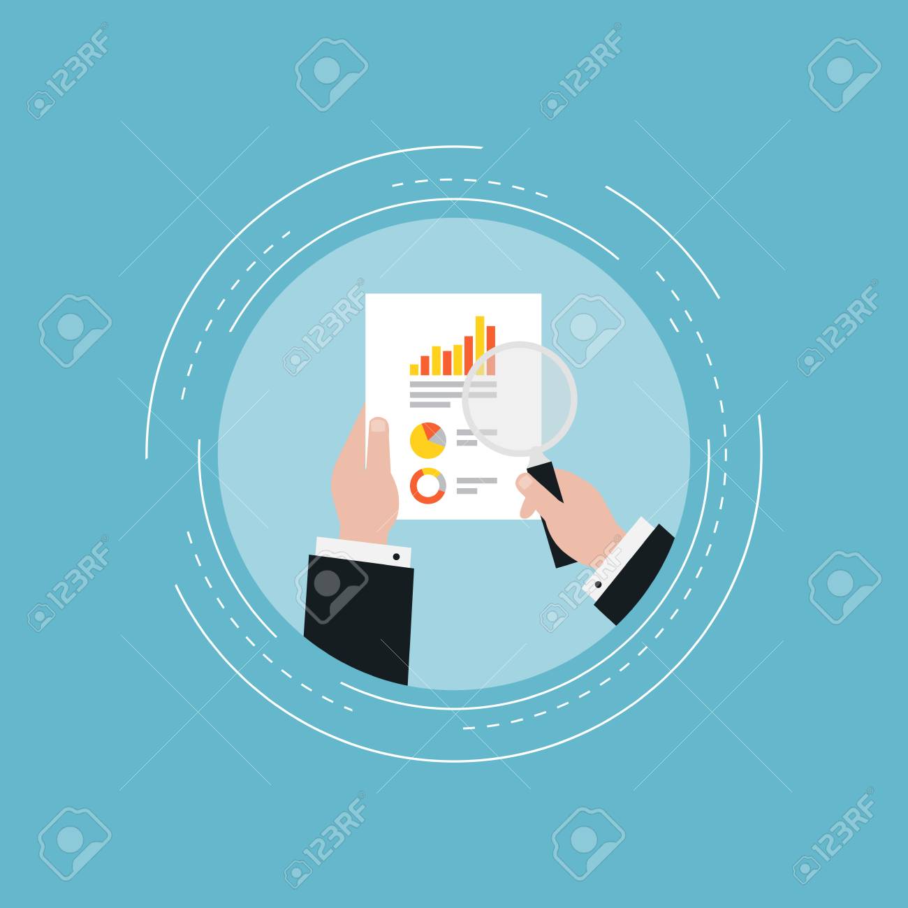 business graph statistics flat vector illustration design business