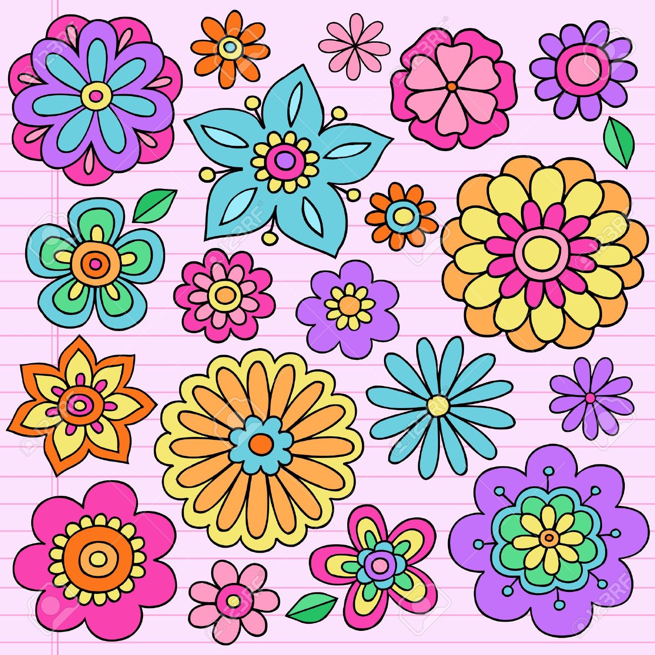 Flower Power Groovy Psychedelic Hand Drawn Notebook Doodle Design Flower Power Groovy Psychedelic Hand Drawn Notebook Doodle Design