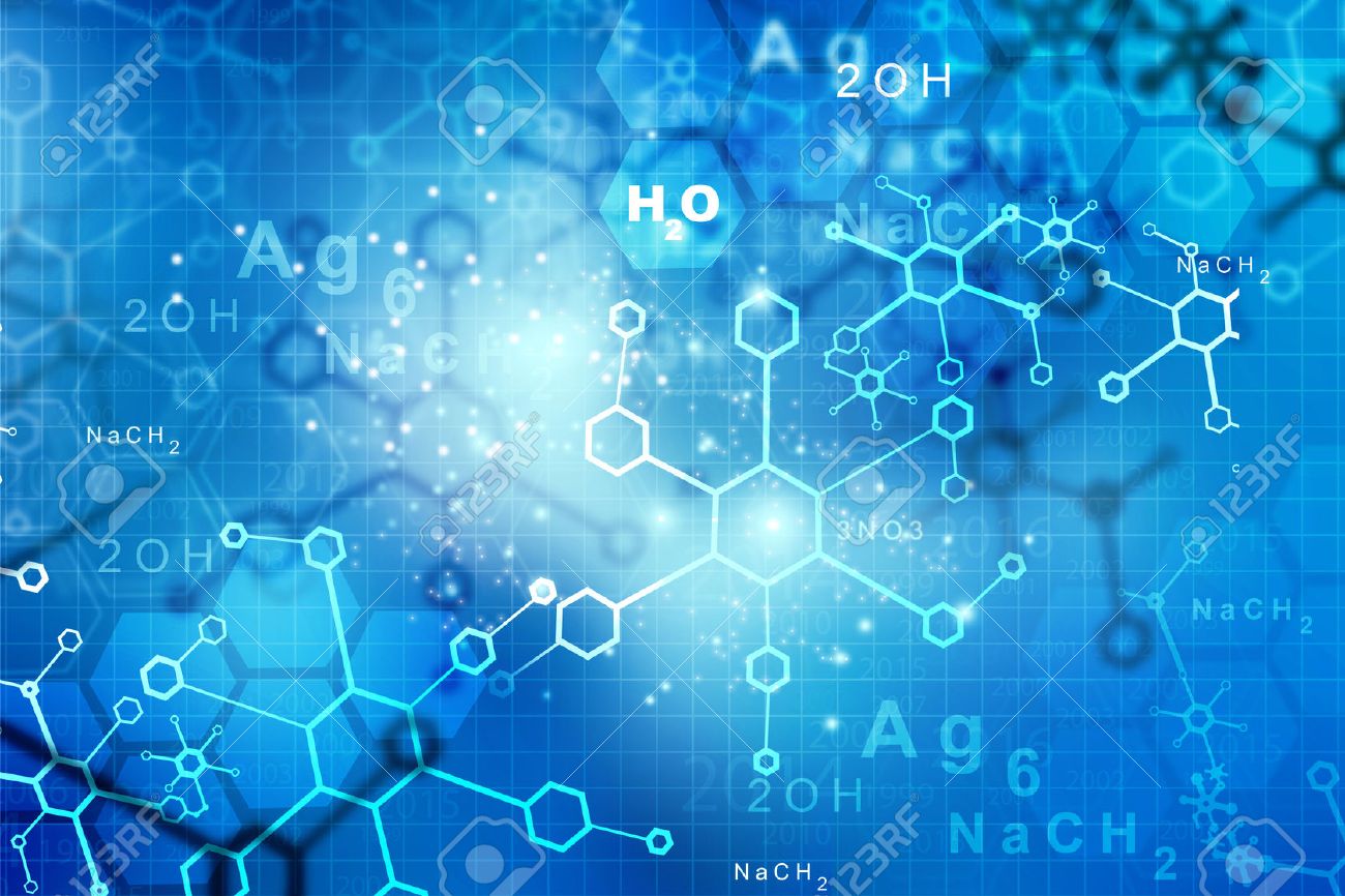 abstract molecules science and technology background stock photo