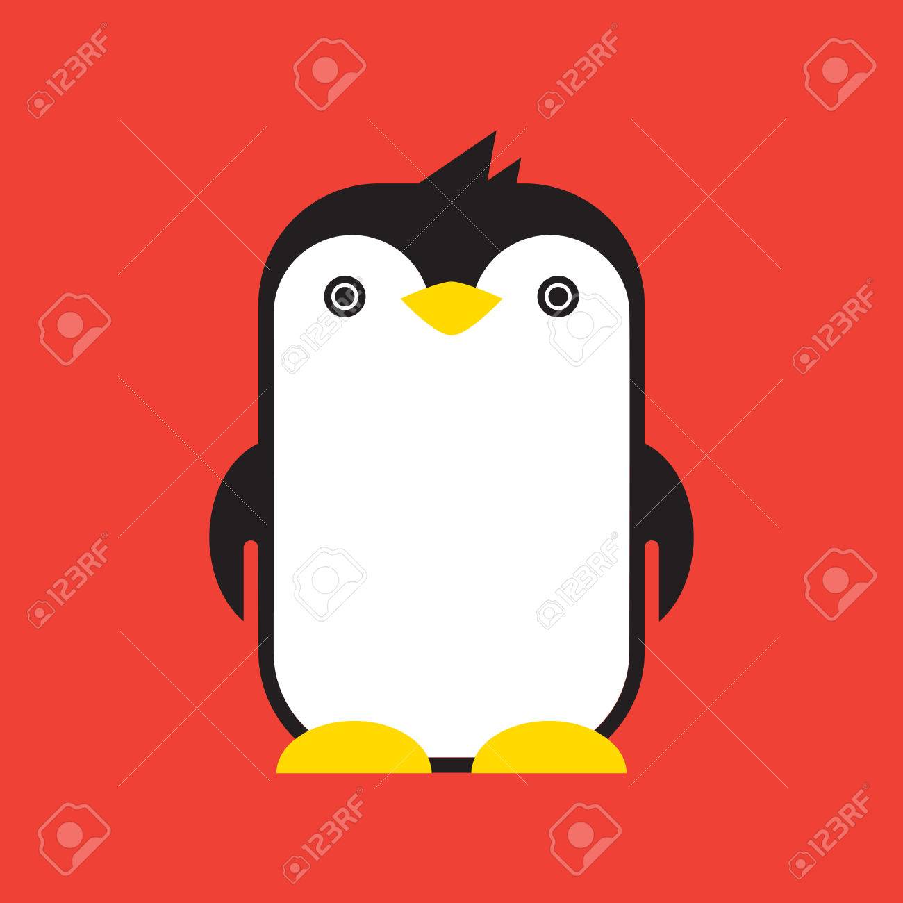 色背景にペンギンのキャラクターのイラスト のイラスト素材 ベクタ Image