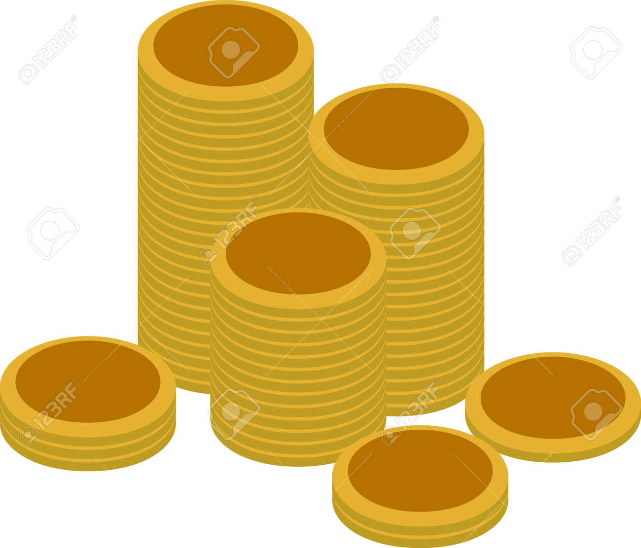 たくさん積み上げられたコインメダルのイラストですのイラスト素材・ベクター Image 160090578