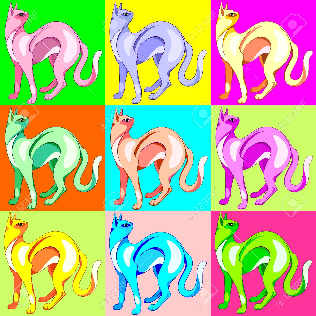 cat pop art rainbow colors royalty free cliparts vectors and stock