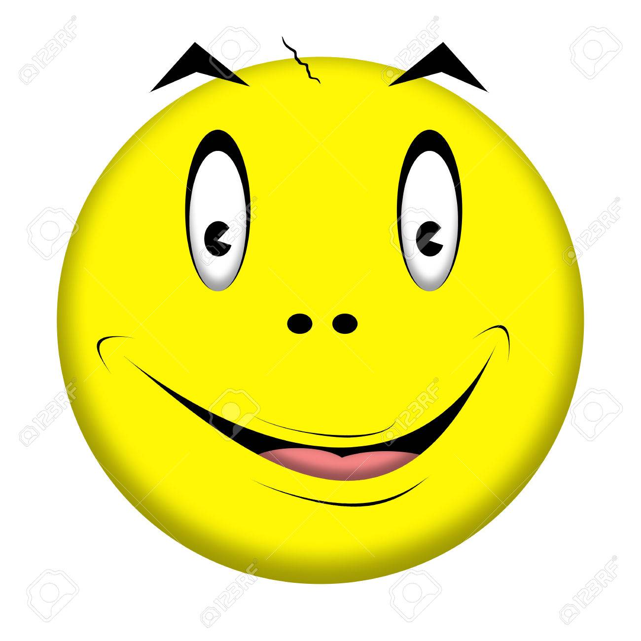 黄色の丸い面白い漫画の顔のイラストです の写真素材 画像素材 Image