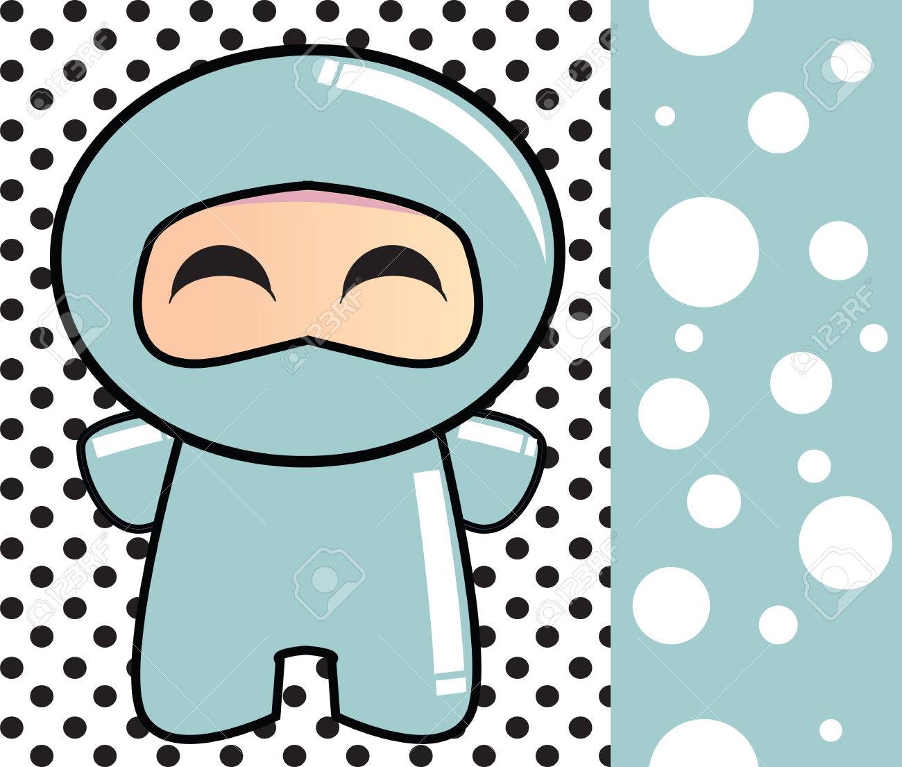 お誕生日おめでとうかわいい忍者カード ベクトルのイラスト素材 ベクタ Image