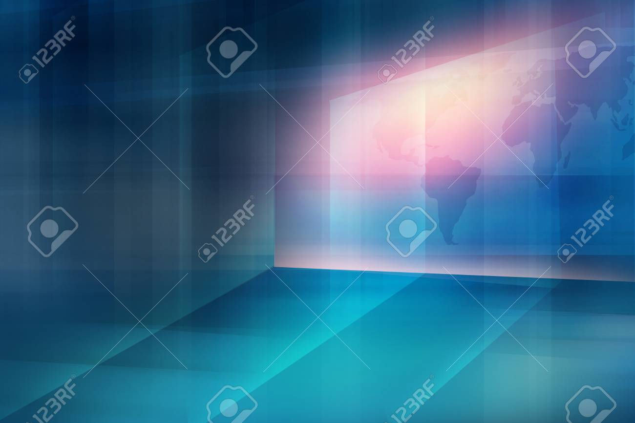 Virtual Screen On Transparent 3d Floor With Light Rays And World