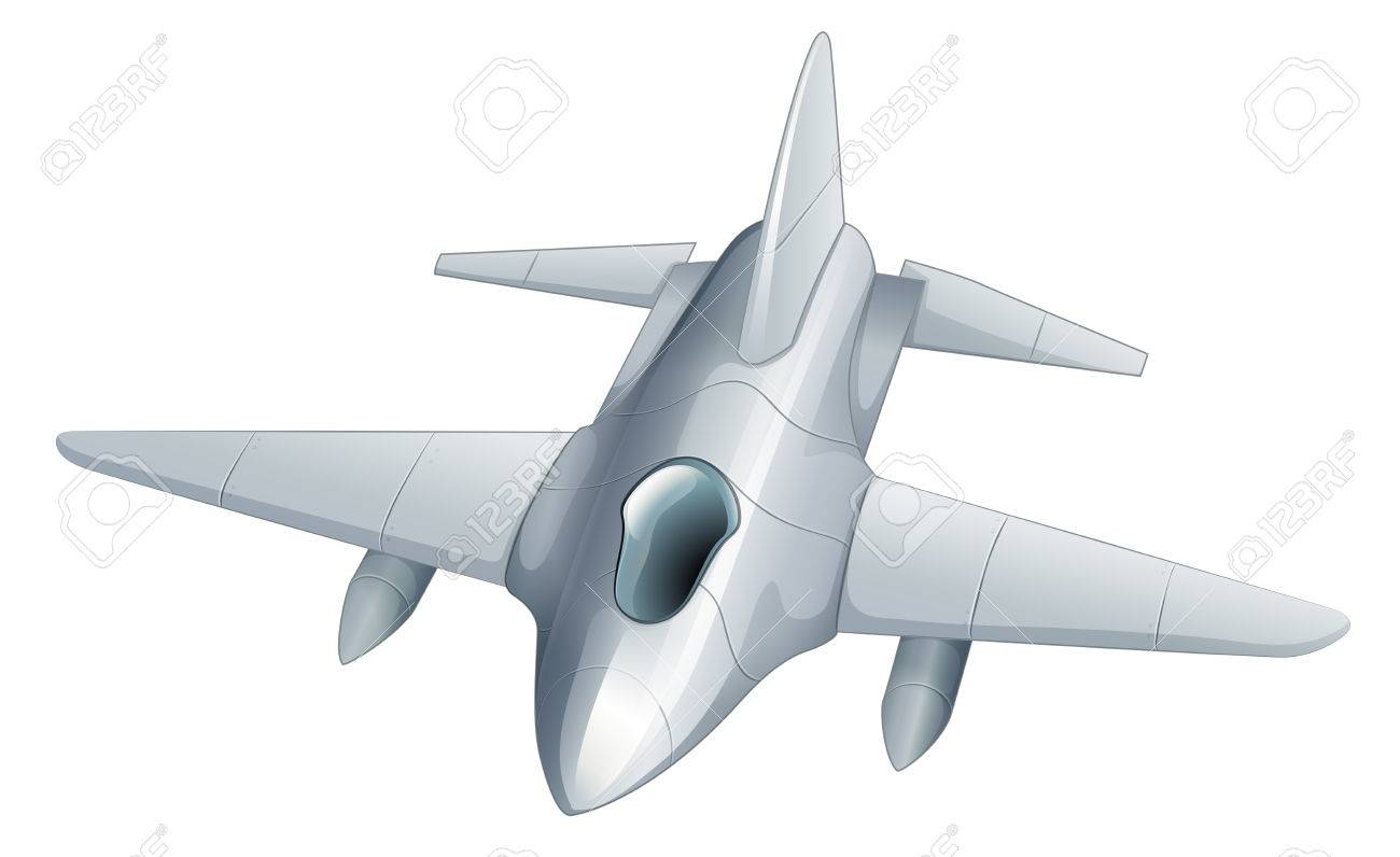 白の背景に灰色の戦闘機のイラスト のイラスト素材 ベクタ Image