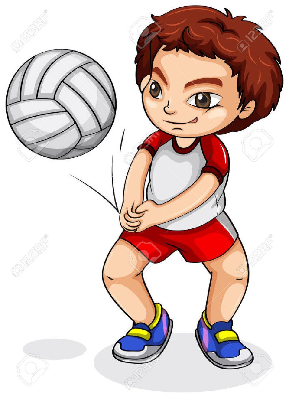 白い背景に アジアのバレーボール選手のイラスト のイラスト素材 ベクタ Image