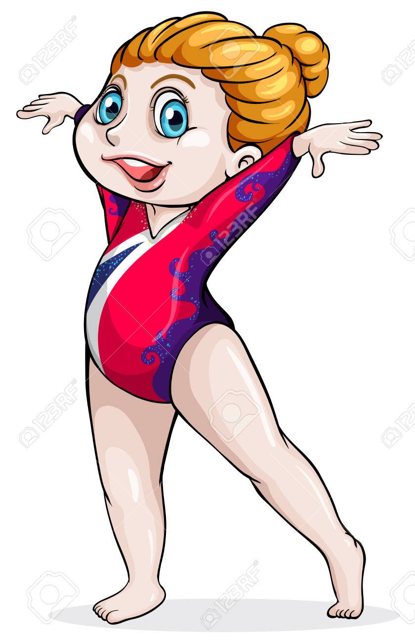 白い背景の上の白人の体操選手のイラストのイラスト素材 ベクタ