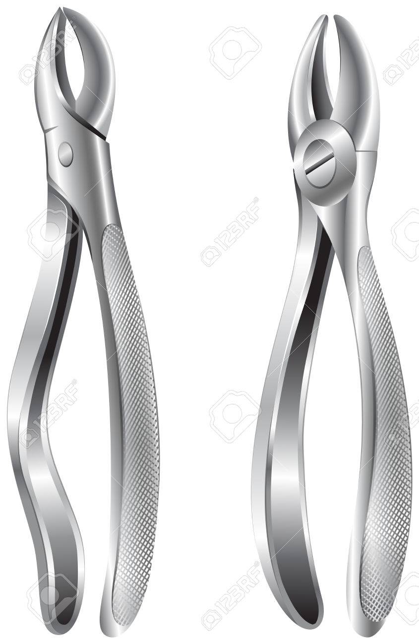 白い背景の上ステンレス歯科ペンチのイラスト のイラスト素材 ベクタ Image
