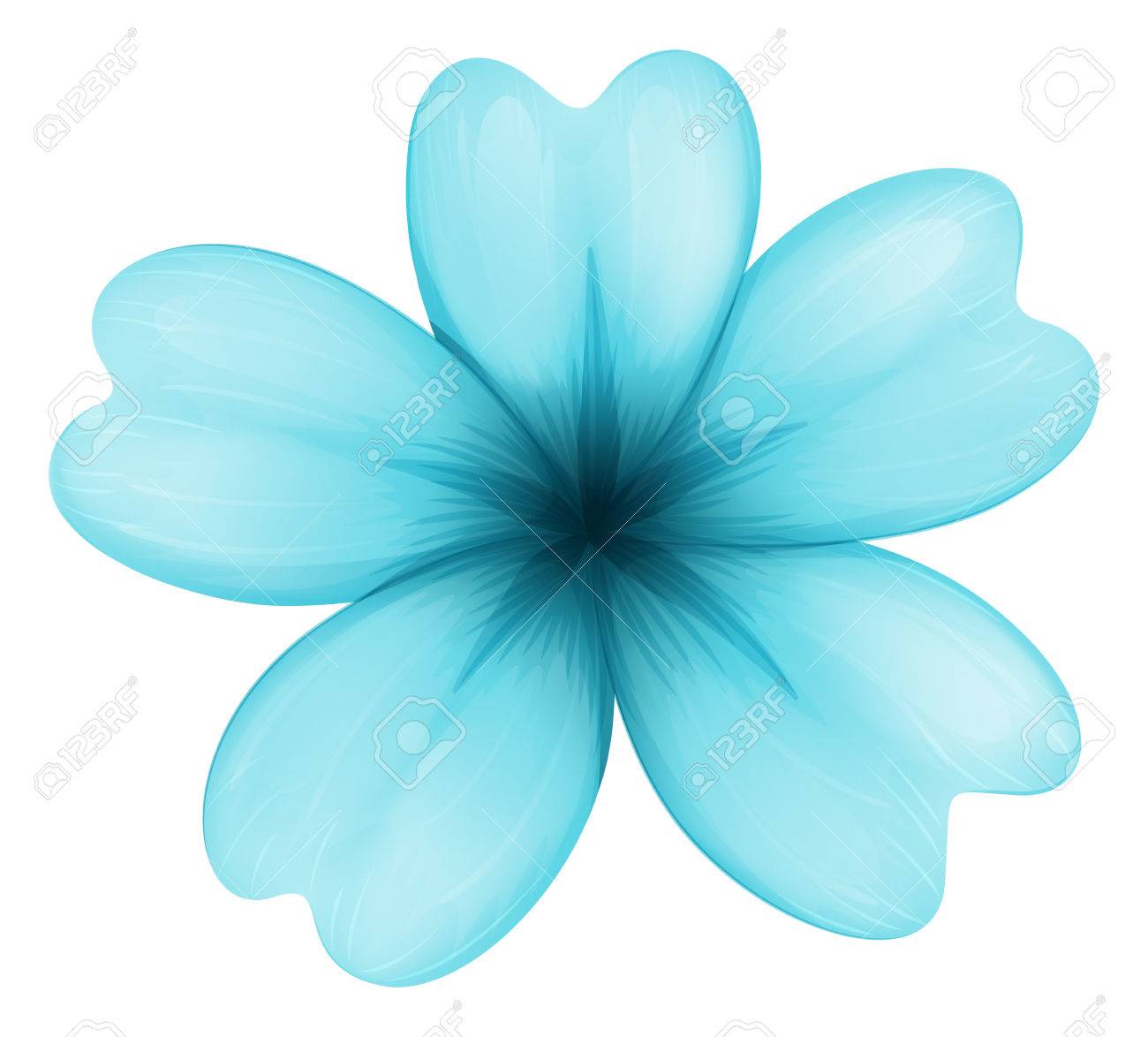 白い背景の上の青い 5 花弁の花のイラスト のイラスト素材 ベクタ Image