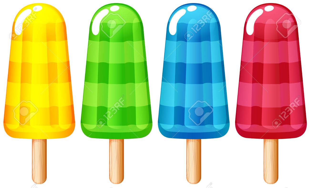 白い背景の上の棒のアイスクリームのイラストのイラスト素材 ベクタ Image