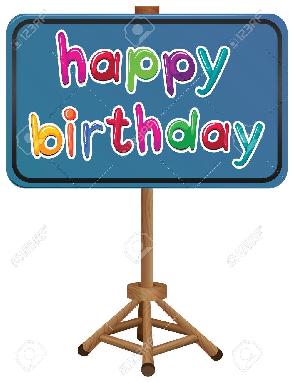 illustration of a happy birthday signboard on a white background