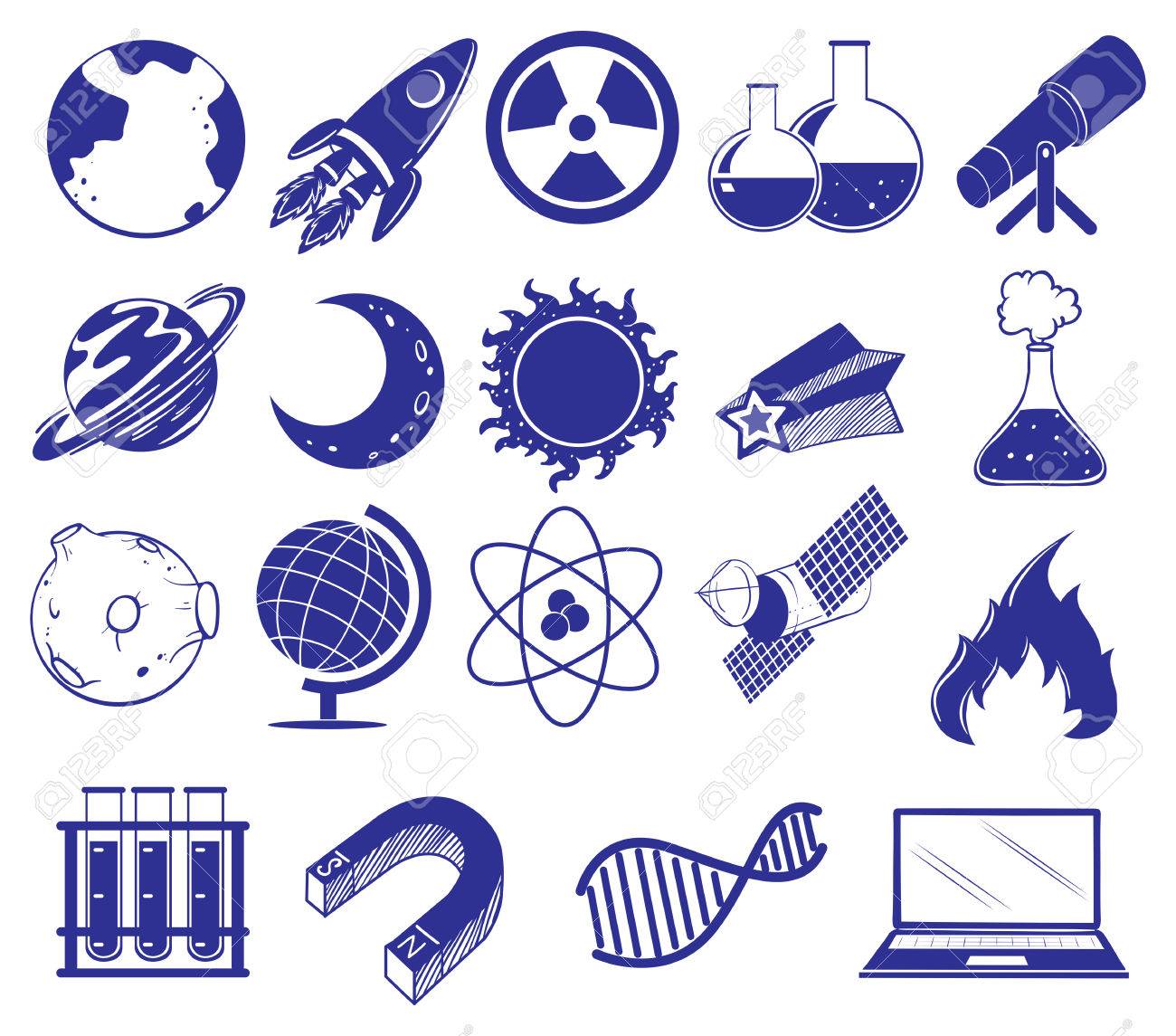 Illustration Showing All About Science And Technology On A White Background Royalty Free Klipartlar Vektor Cizimler Ve Stok Cizim Image 31590078