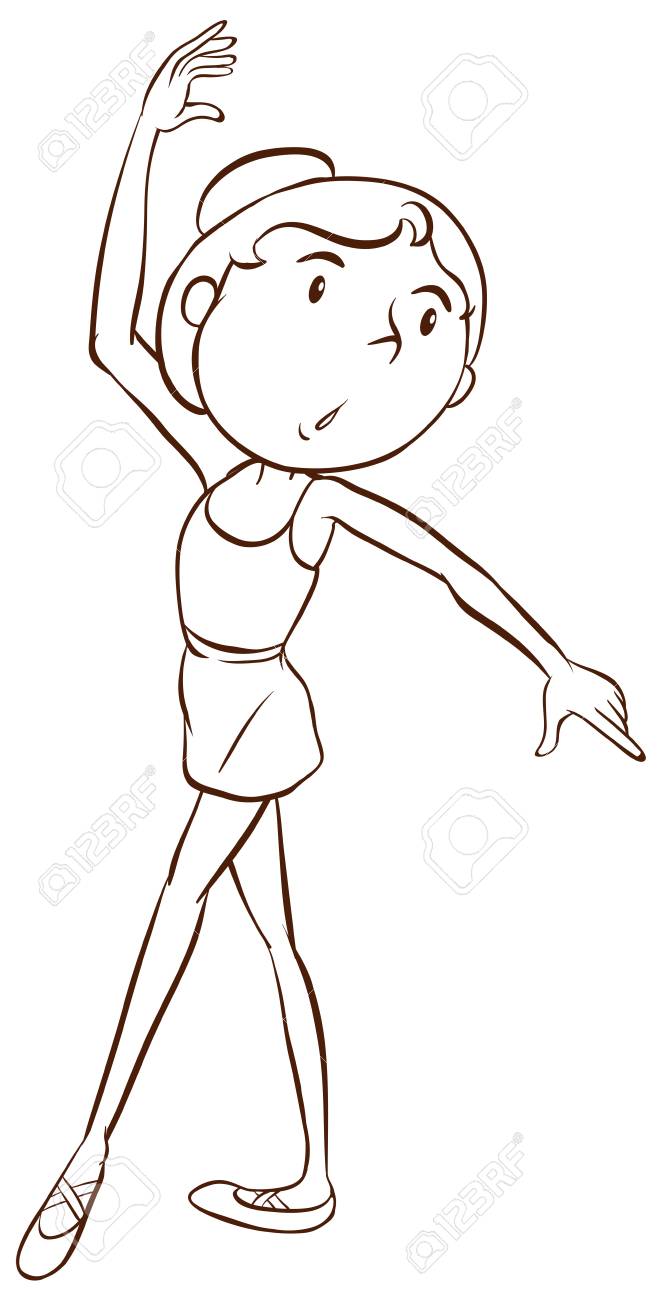 白い背景の上のバレエ ダンサーの簡単なスケッチのイラスト のイラスト素材 ベクタ Image