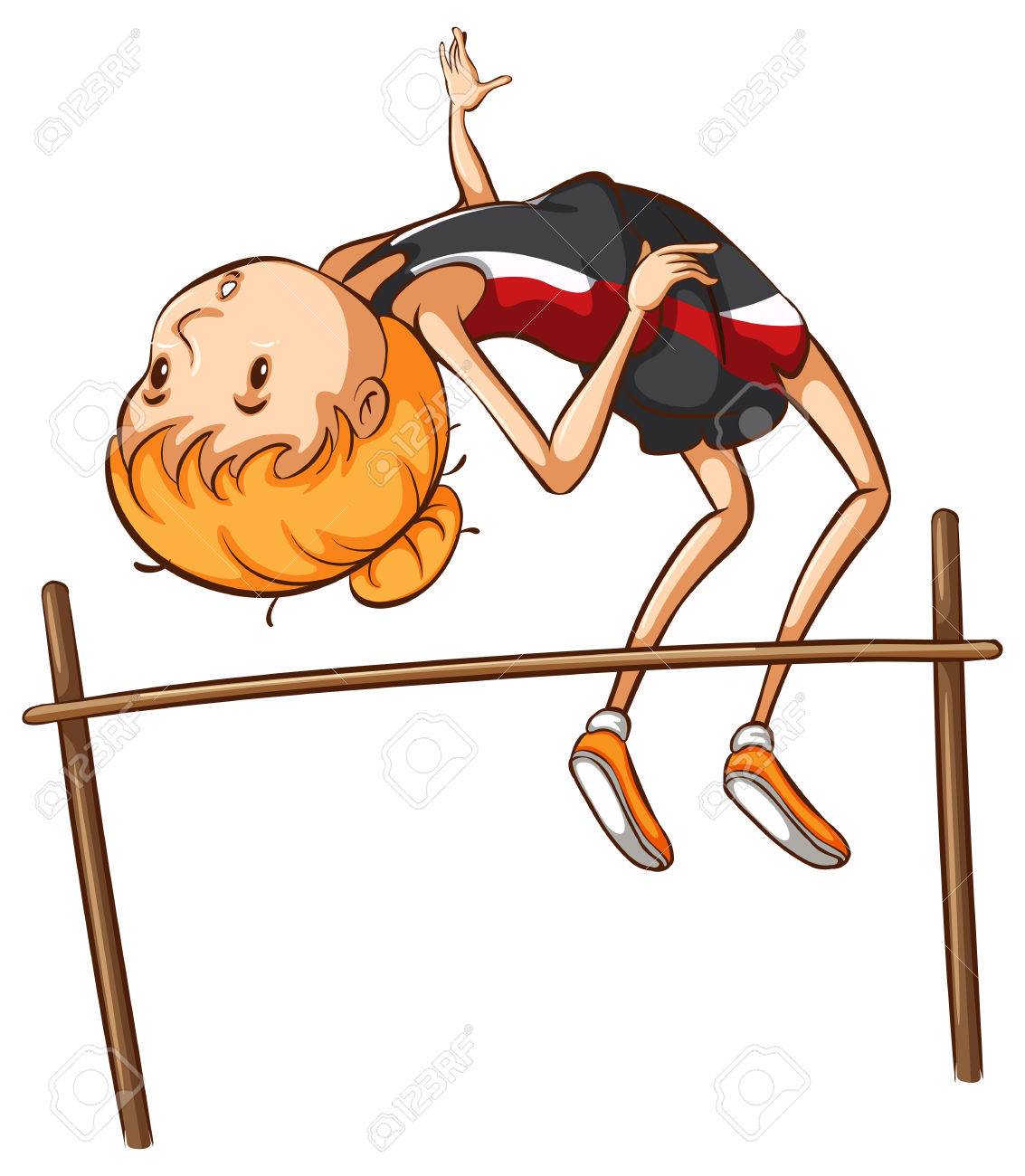 白い背景の上トラックとフィールド活動に参加する女の子の簡単なスケッチのイラスト のイラスト素材 ベクタ Image