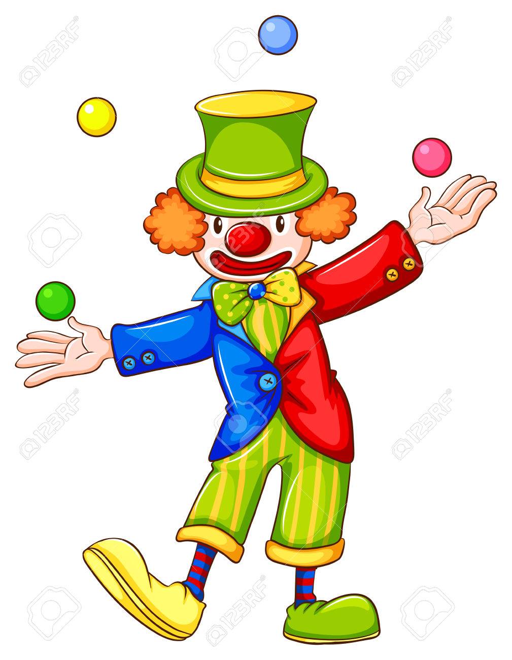 Ilustración De Un Dibujo De Un Payaso Que Hace Juegos Malabares En Un Fondo Blanco Ilustraciones Vectoriales Clip Art Vectorizado Libre De Derechos Image 33012052