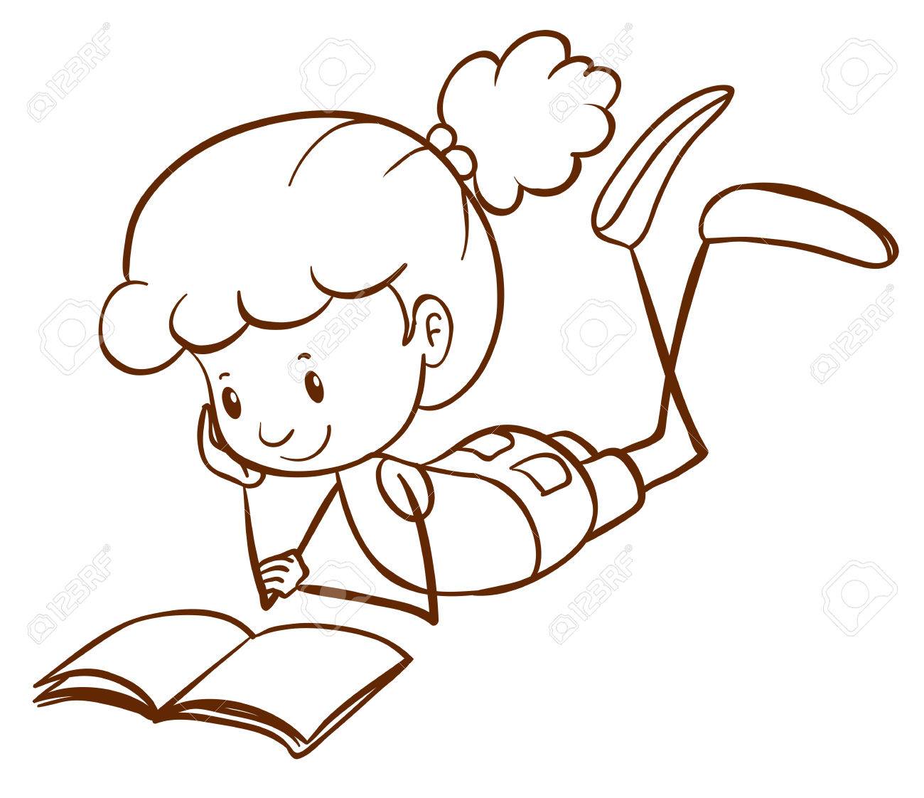 illustration of a simple sketch of a young kid reading on a white background stock vector - Simple Sketch For Kids illustration of a simple sketch of a young kid reading on a white background stock vector - Simple Sketch For Kids