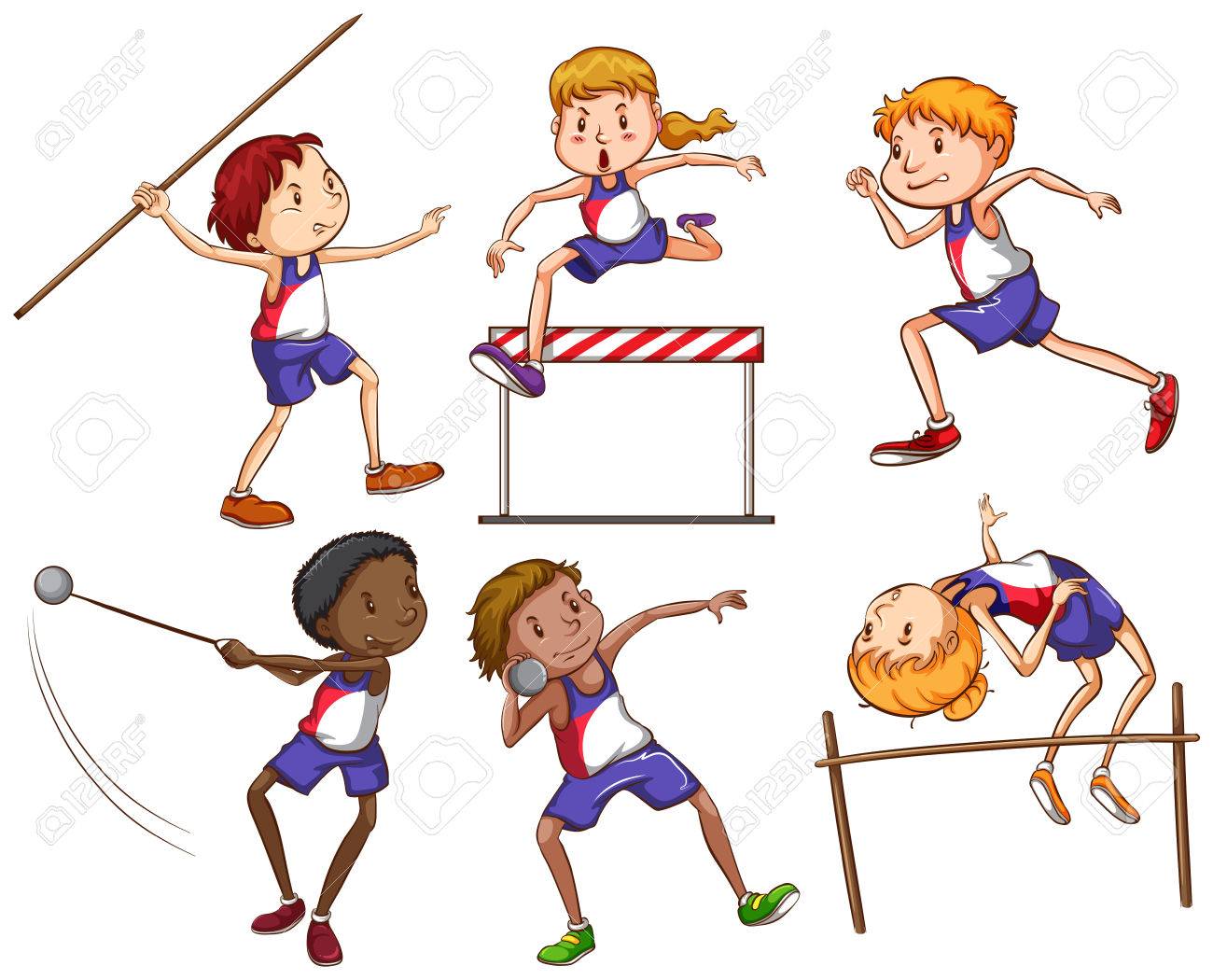 Sketch Of The Kids Engaging In Different Outdoor Sports On A Royalty Free Cliparts Vectors And Stock Illustration Image 34013647