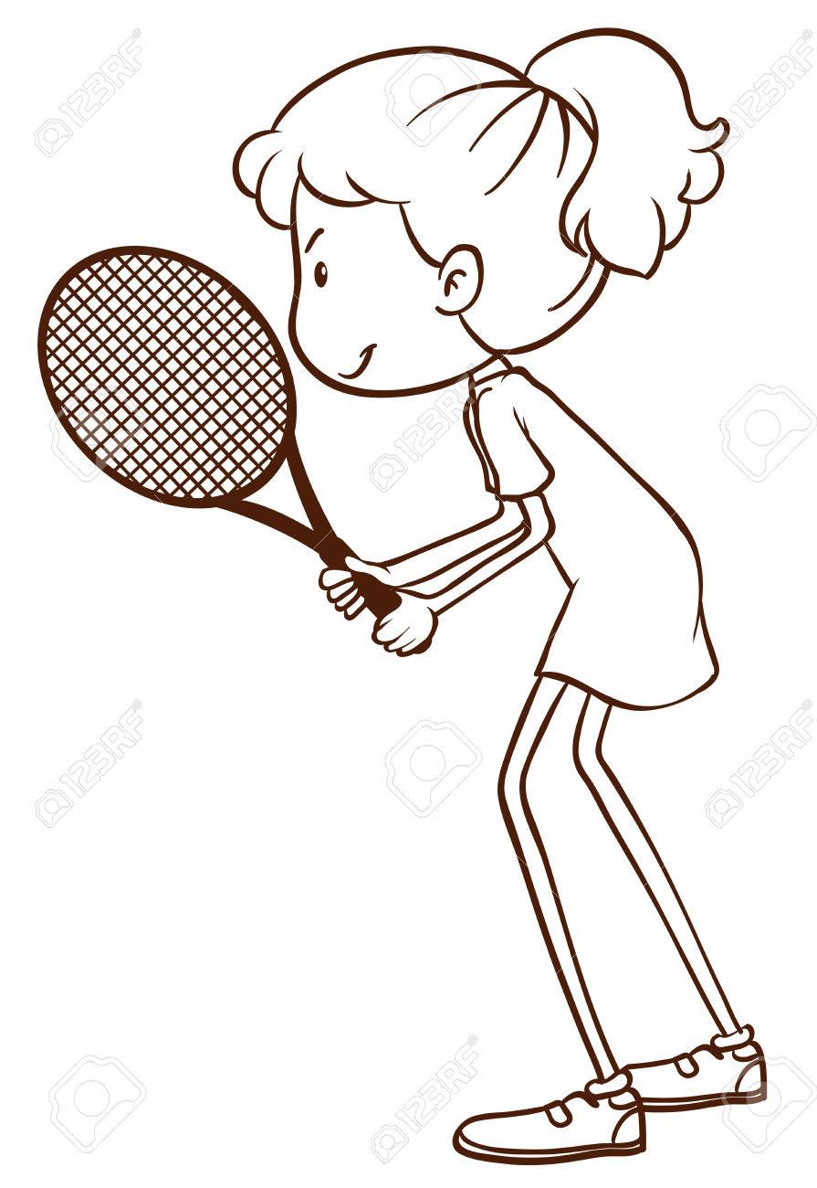 Eine Einfache Zeichnung Eines Tennis Spieler Auf Weissem Hintergrund Lizenzfrei Nutzbare Vektorgrafiken Clip Arts Illustrationen Image 34042358