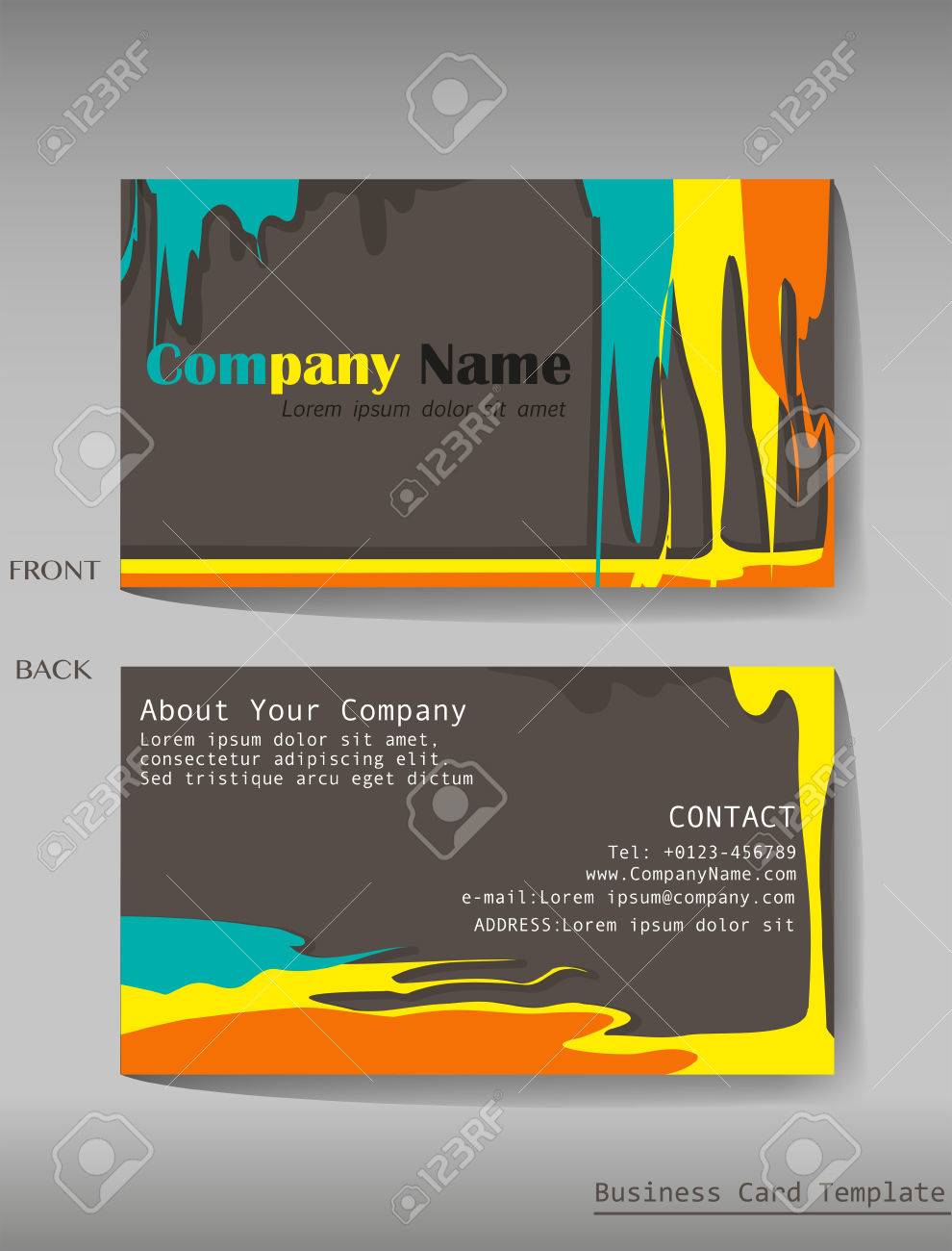 a colourful calling card on a gray background royalty free cliparts