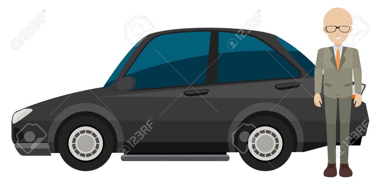 車の横に立っている人の図 のイラスト素材 ベクタ Image