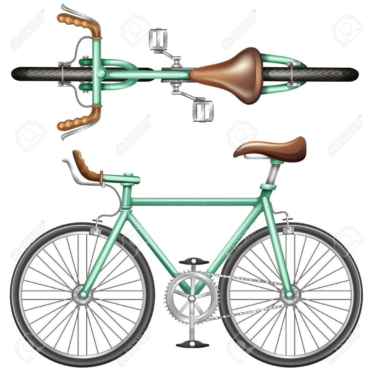 Une Vue De Dessus Et Sur Le Cote D Un Velo Vert Sur Un Fond Blanc Clip Art Libres De Droits Vecteurs Et Illustration Image Une Vue De Dessus Et Sur Le Cote D Un Velo Vert Sur Un Fond Blanc Clip Art Libres De Droits Vecteurs Et Illustration Image